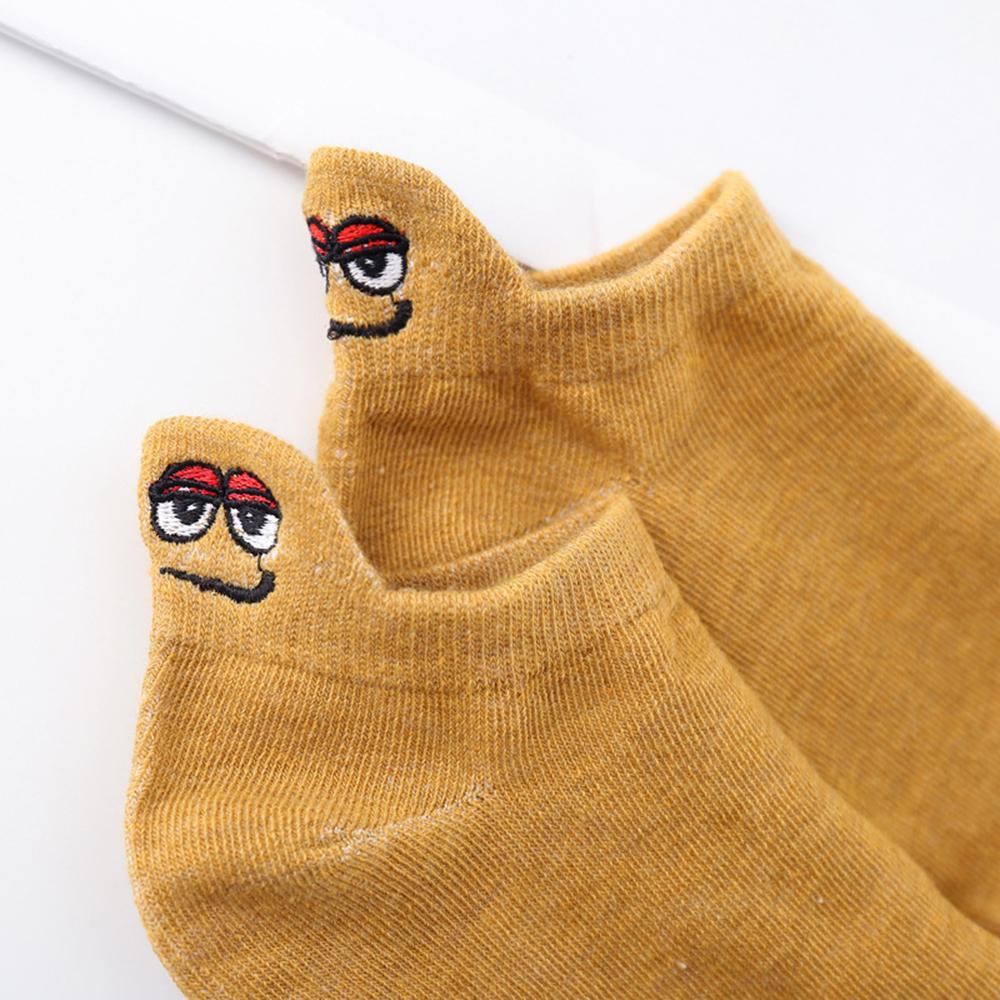Lot de 10 paires Chaussettes courtes en coton pour homme avec broderie expression dessin animé drôle joyeux kawaii couple chaussettes calcetines