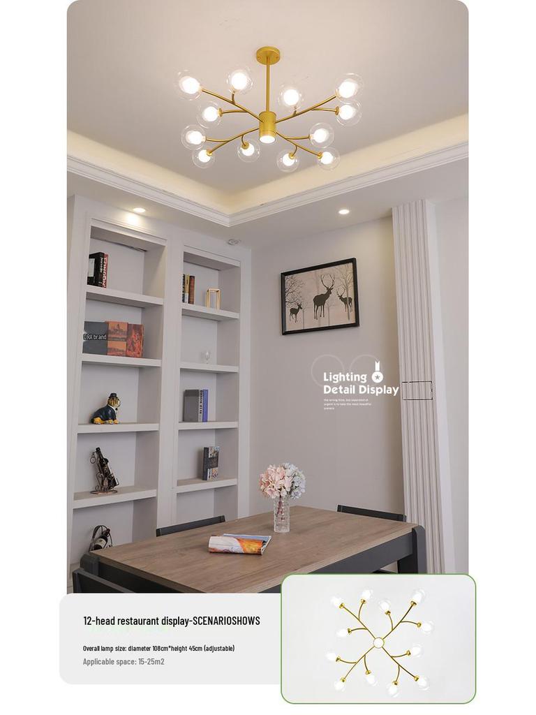 2025 Nordic Minimalist Chandelier: Modern Molecule Design for Living Room, Bedroom & Restaurant