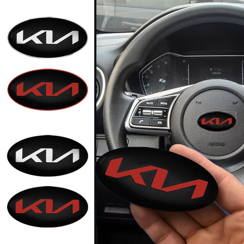 2026 Hot Car Sticker 6cm Car Steering Wheel Center Sticker For KIA Sportage Picanto Rio Ceed Cerato Soul K5 Sorento Car Interior