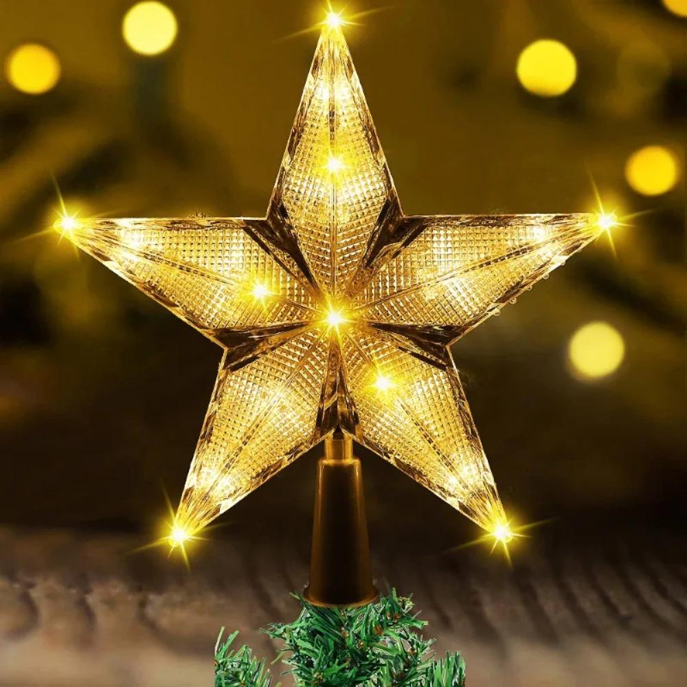 Battery Powered Christmas Tree Topper Night Light Glowing Xmas Atmosphere  Light  Gift