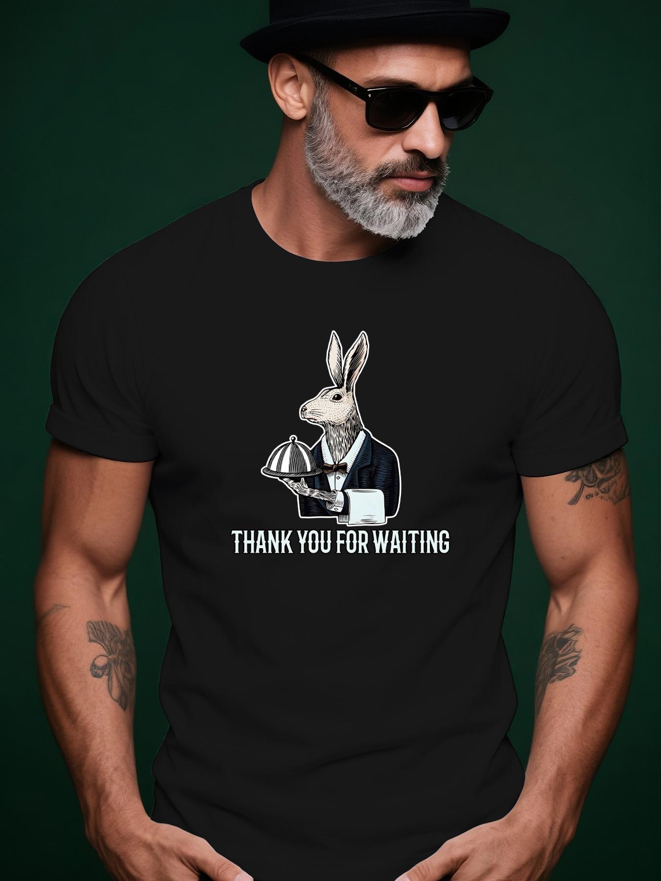 Short Sleeve Tshirt - Vibrant Blue with Formal Rabbit in ... M