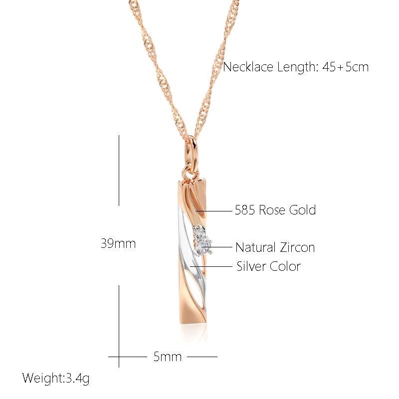 Fashion Geometric Hollow Zircon Pendant Necklace  Rose Gold And  Dichroic Plating Wedding Daily Fine Jewelry Gift