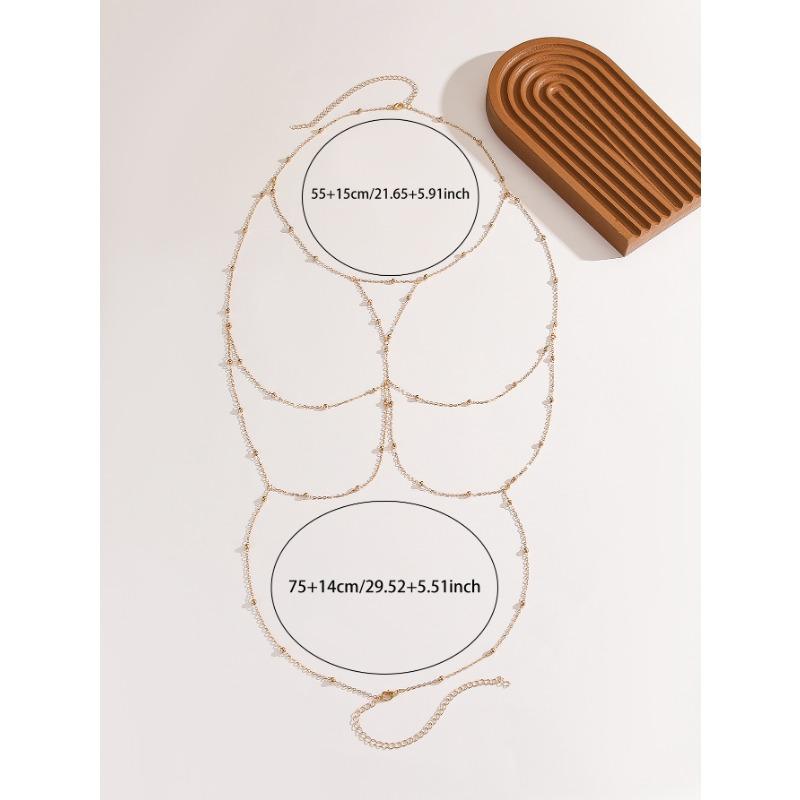 Women Sexy Tassel Round Bead Body Chain Bikini Chest Waist Jewelry