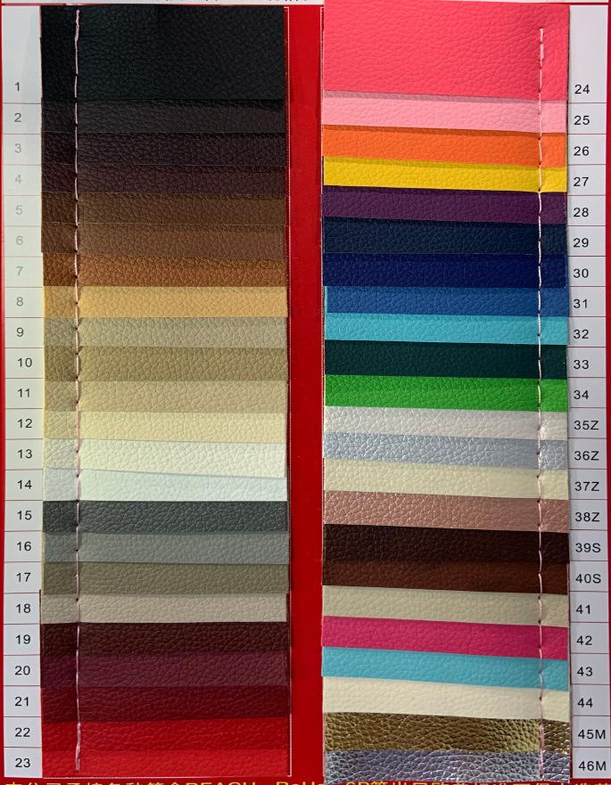46 Colors Sofa Semi Pu Leather Litchi Vinyl Durable Synthetic Leather for Bag and Car Seat Product