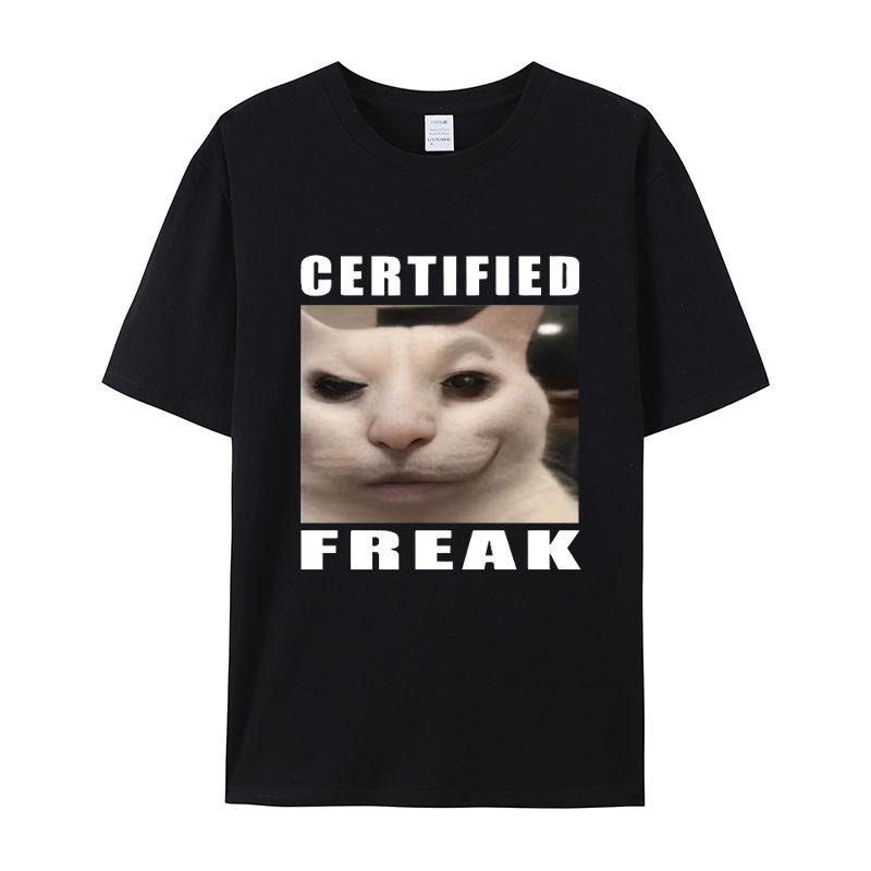 Funny Cat Print Men's T-Shirt Summer Vintage Kawaii Men's Women's Surfing Beach T-Shirt Unisex Breathable Casual Top