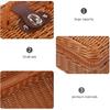YARNOW Imitation Rattan Suitcase Rattan Picnic Wicker Picnic Basket Storage Basket with Lid Woven Basket with Lid Hand Decor Make Up Clothes