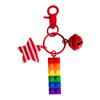 Korean Colorful Striped Star Bell Keychain Pendant - Rainbow Backpack Charm Gift