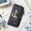 Vintage Anchor Print Wallet Multi Card Organizer Fashion Casual Long Purse