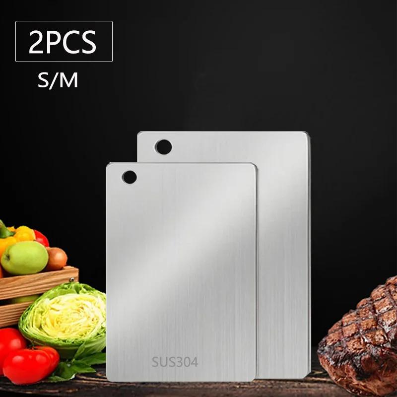 WXCOO Kitchen Cutting Board Food Grade Chopping Cutting Boards Thickened Stainless Steel Boards for Cut Vegetables Fruit Meat