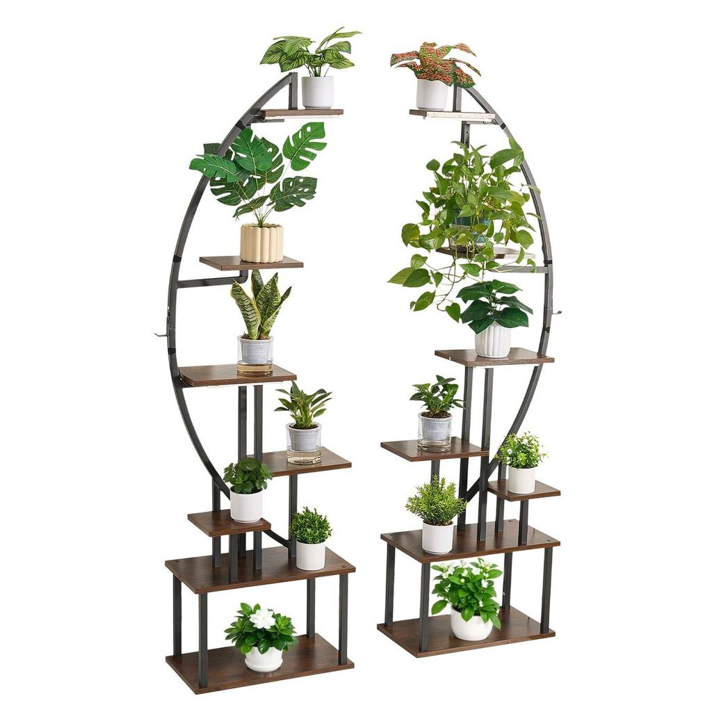 Plant Stand Indoor with Grow Lights, 166.5cm Tall 7-Tiered Lighted Plant Shelf, 2 Pack Metal Corner Plants Holder, 3 Timer & 10 Brightness, Half-Moon