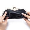 New Genuine Leather Glasses Case, Niche Sunglasses Storage Bag with Kiss Buckle, Case for Sun Glasses & Women's Eyebrow Pencils