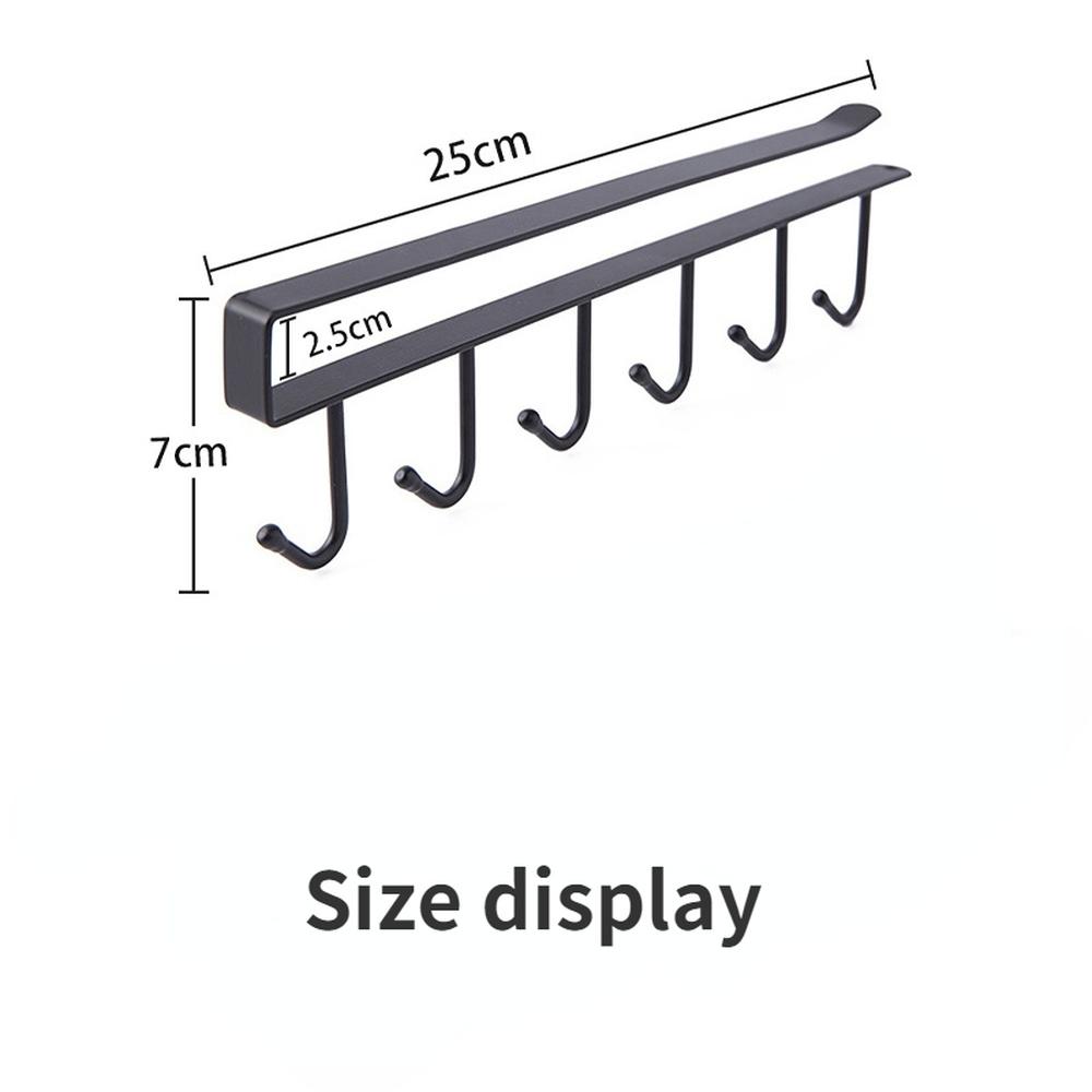6 Hooks Kitchen Hanger Iron Under Shelf Mug Cup Cupboard Multifunction Kitchen Organiser Hanging Rack Holder