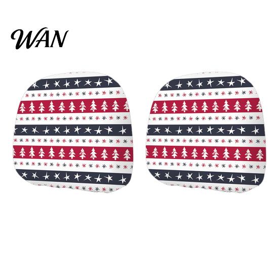 Funny Christmas Car Prints 2Pcs Headrest Covers, Elastic Holiday Printed Head Rest Cover, Fabric Seat Accessories Auto Pillow Protector for