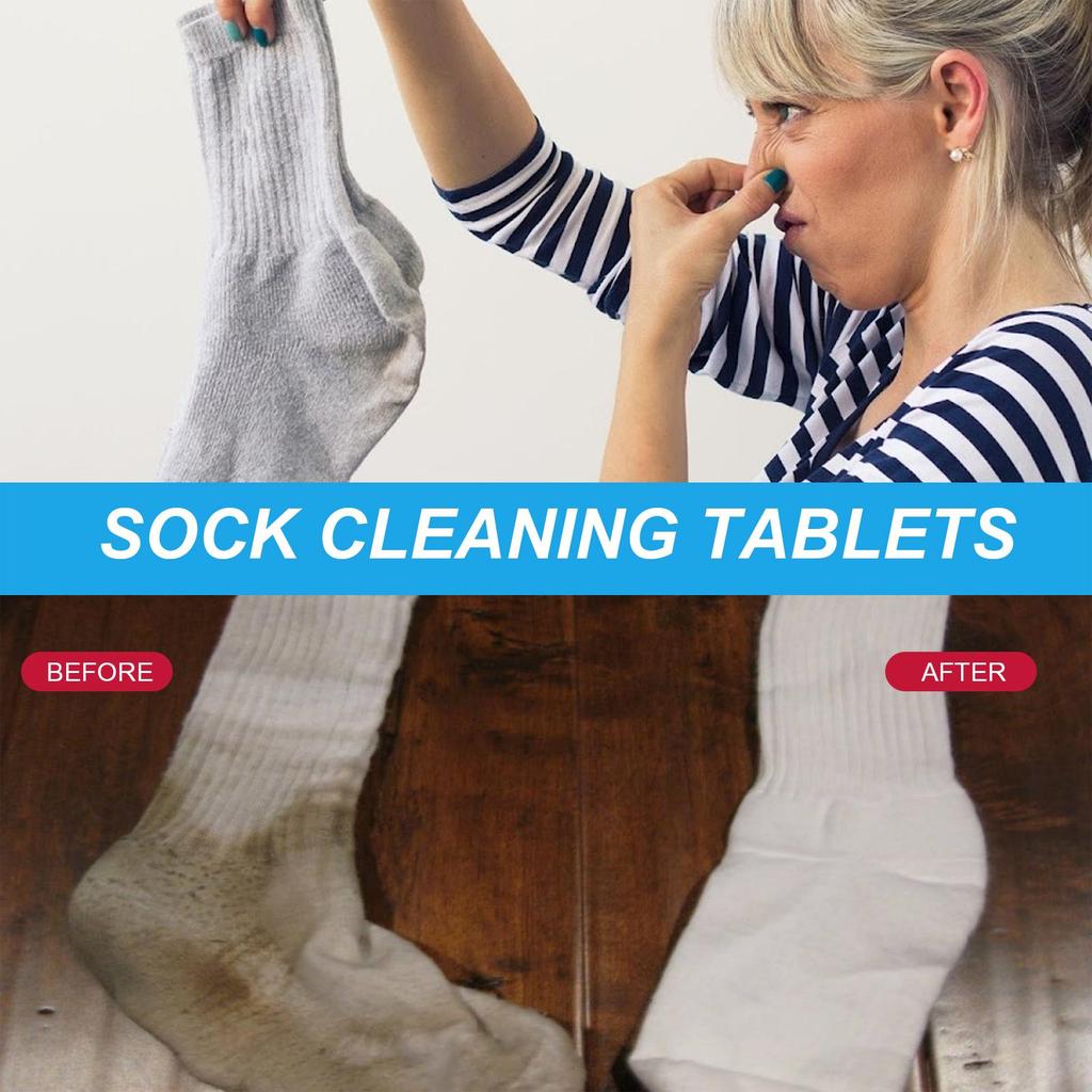 Jakehoe Sock Cleaning Tablets Gently Clean Socks of Stubborn Dirt, Stains and Odors with Multi-purpose Cleaning Tablets.