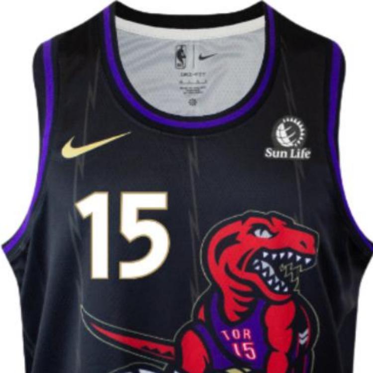 Nike X Współpraca NBA Sezon 24/25 Toronto Raptors Vince Carter City Edition Wygodna Wszechstronna Koszulka Koszykarska z Okrągłym Dekoltem FQ4394-010