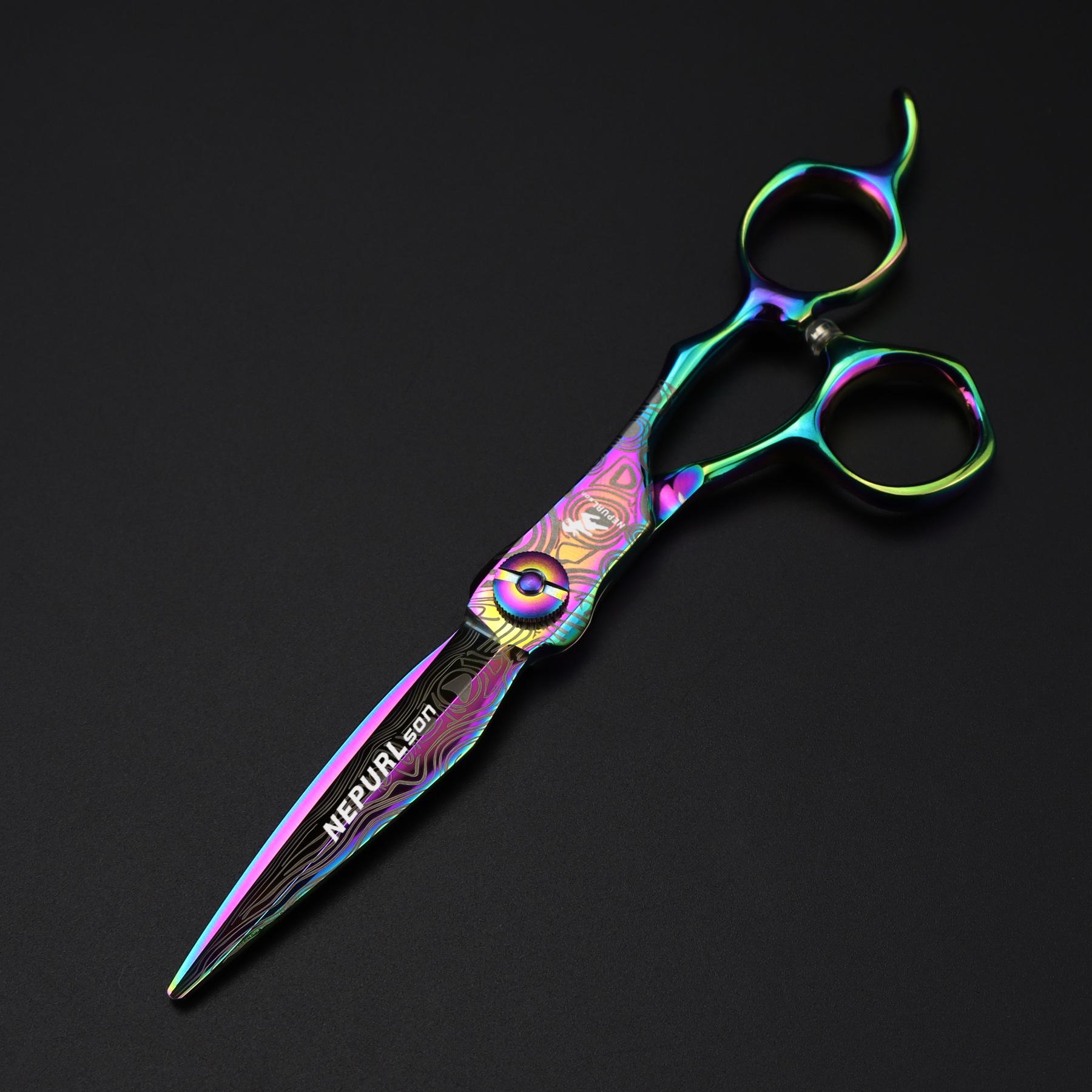 6.0 Colored Damascus Steel Hairdressing Thinning Shears