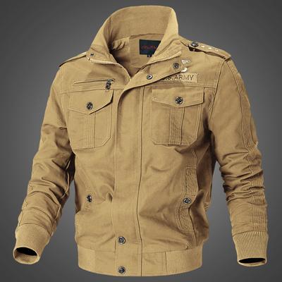 Jacke Herren Frühling und Herbst Neue Casual Kragen Herrenmantel Gewaschen Militär Dünne Übergröße Herrenbekleidung