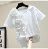 2023 Summer Women's Loose Slimming 3D Floral Patchwork Frilly Top