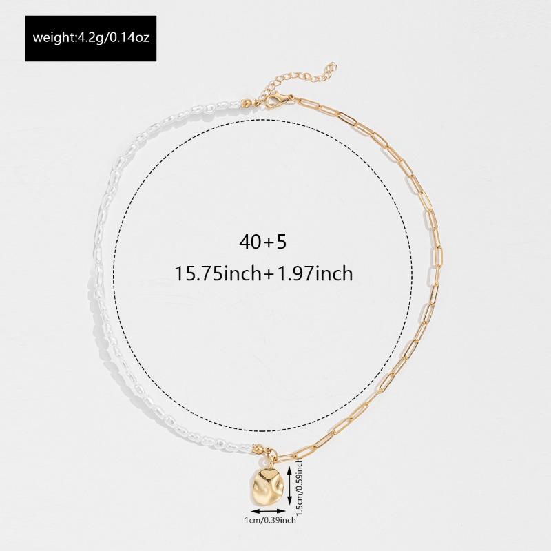 Women's pearl pendant design metal jewelry mix and match high-end personality trend necklace