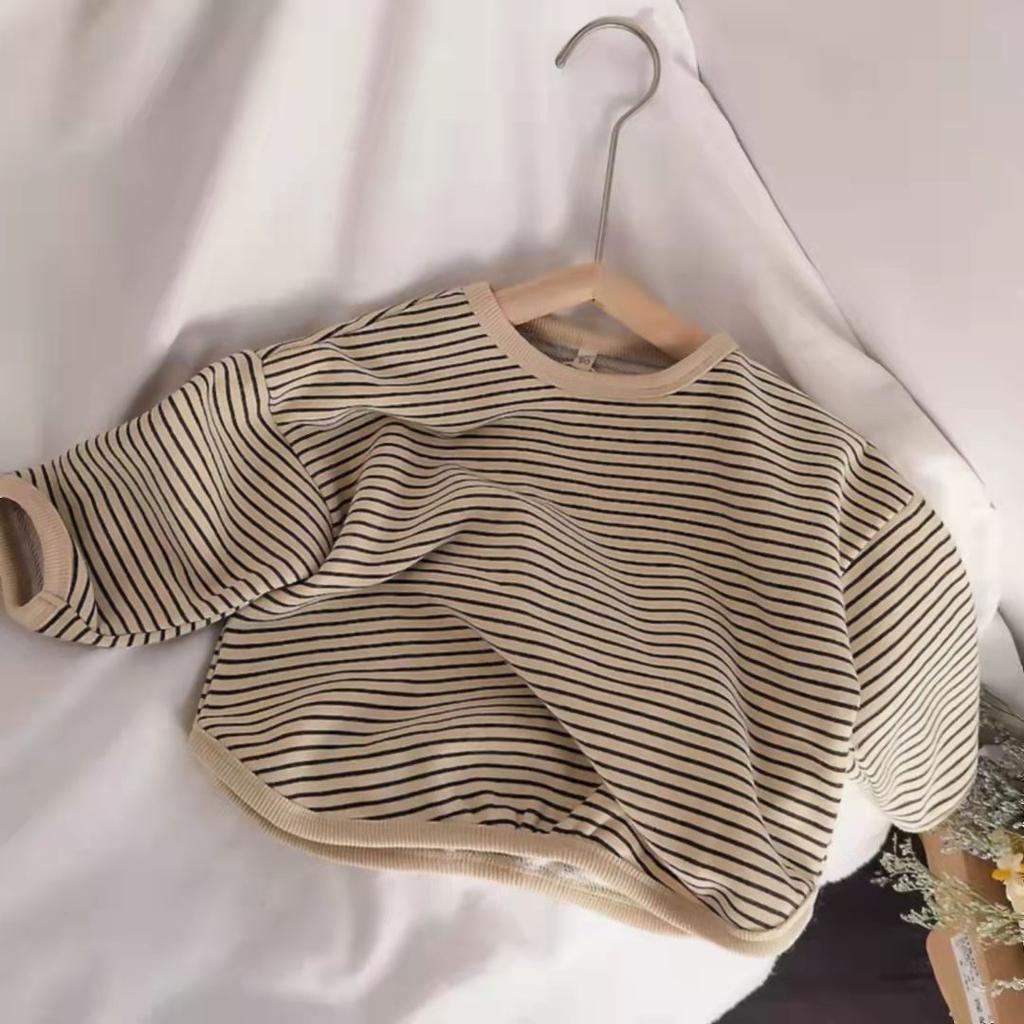 Herbst Kostüm Junge Mädchen Baby Gestreiften Langarm T-shirt Kinder Baumwolle Bodenbildung Shirt Casual Kid Tops Lose Kleinkind Tees