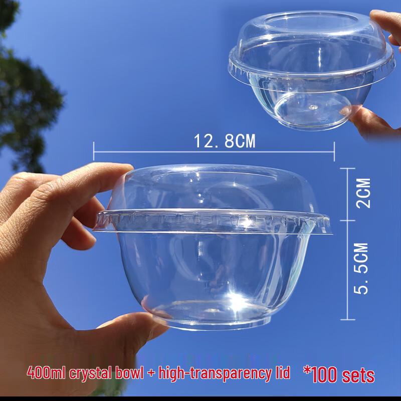 Beiyipin 400ml Disposable Clear Plastic Bowls with Lids