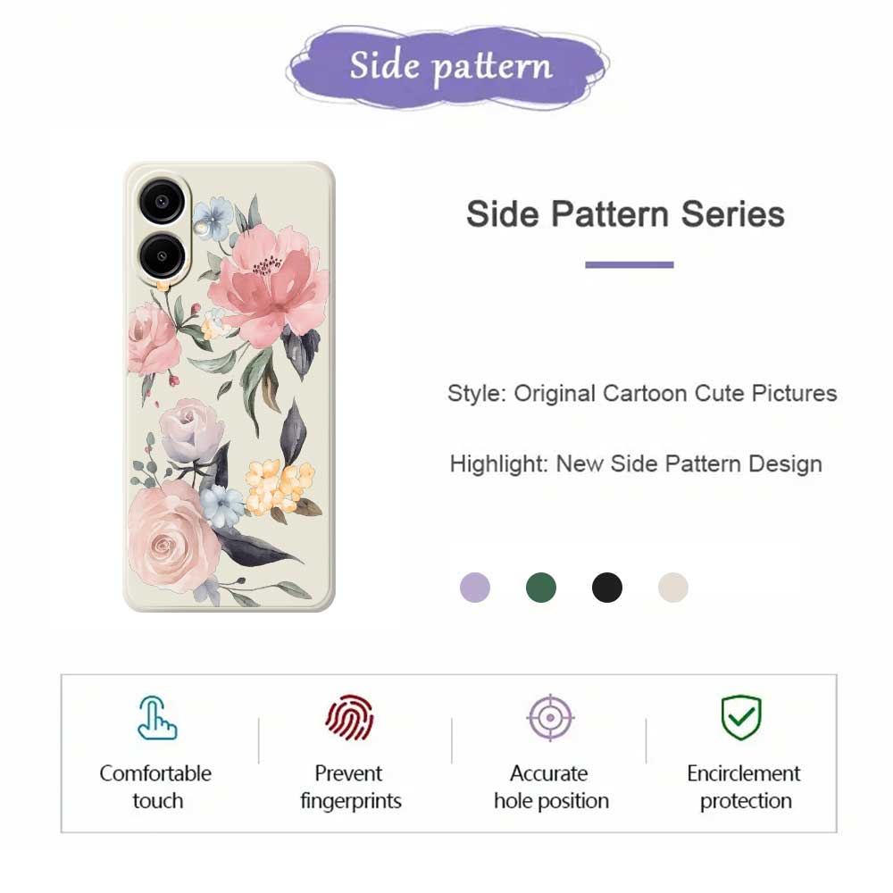 For Samsung Galaxy A07 4G Case Big Flowers Pattern Printing Straight Edge TPU Phone Back Cover