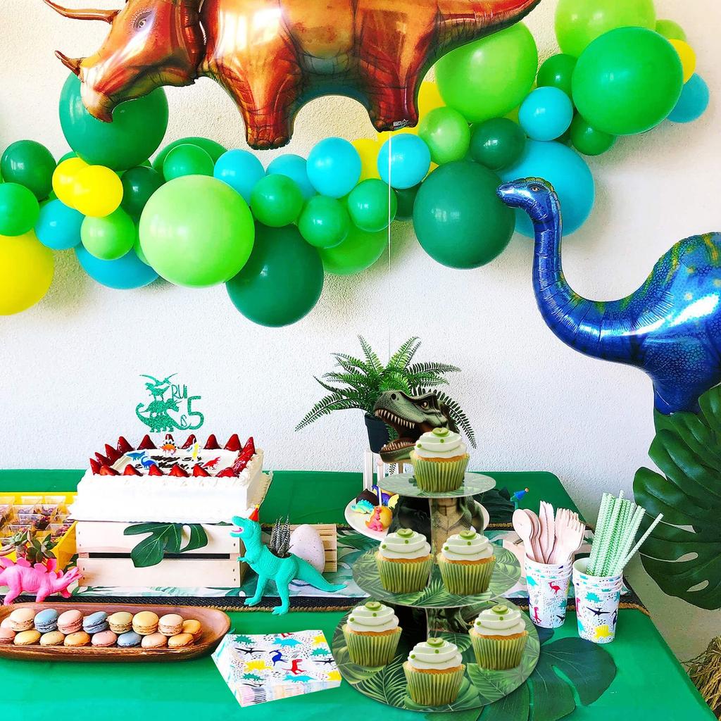 3 Tier Dinosaur Cupcake Stand Party Decorations Dinosaur Theme Cupcake Holder Decorations Dino Dessert Tower for Kids Dino Jungl 5