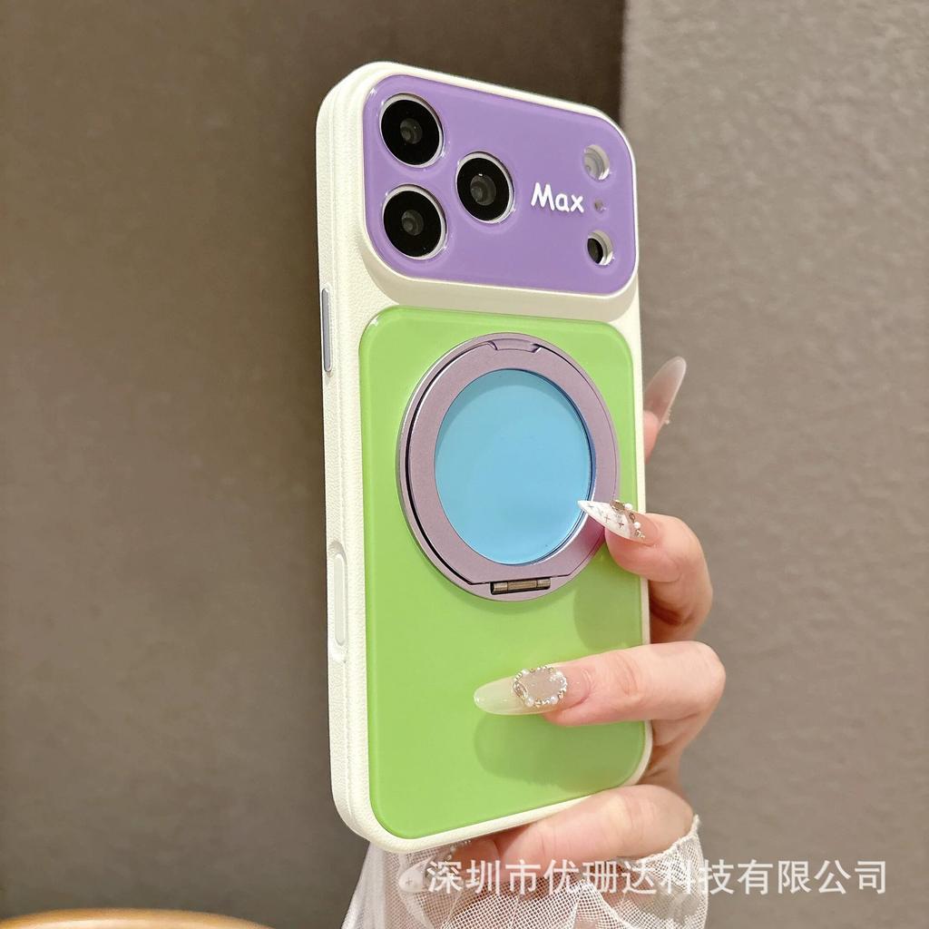 Applicable to iPhone11Promax dopamine contrasting color mobile phone case 11 rotating magnetic suction bracket Apple 11 protective case