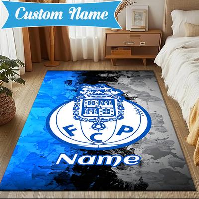 Tapis Personnalisé Nom Emblème Blason FC Porto Tapis de Jeu, Tapis de Sol pour Chambre à Coucher Salon Entrée, Idée Décoration Intérieure Cadeau pour Noël Anniversaire
