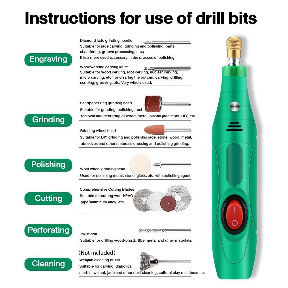 DIY Electric Drill Set Ergonomic Cordless Drill Mini Rotary Grinder Tool Cutting