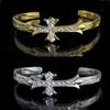 316L Hawaiian Bangle Cross Zirconia Bracelet Bangle Surgical Stainless Steel Gold [Lucliss]