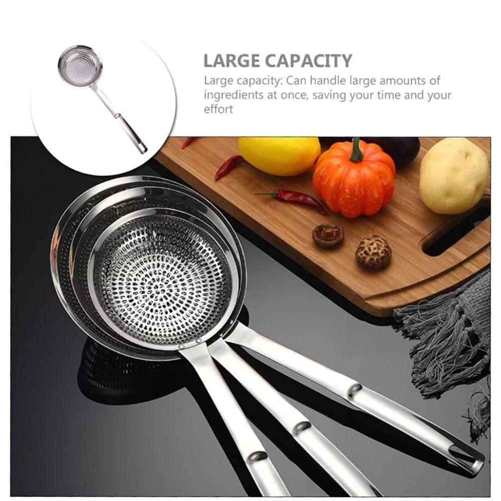 Stainless Steel Kitchen Draining Scoop Fine Holes Oil Colander Spoon Pasta Drainage