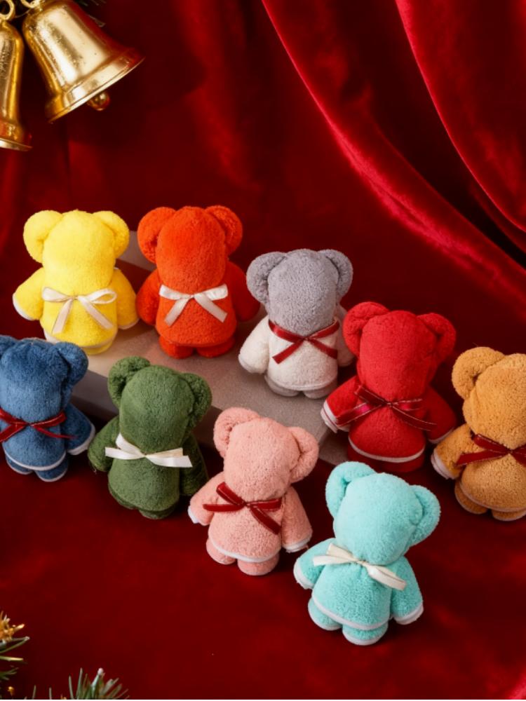 3Pcs Bear Face Towels, Random Colors, Coral Fleece Bear Towels, Face Towels, Gift Box Set, Stylish Towel Bear, Wedding, Birthday, Return Gi