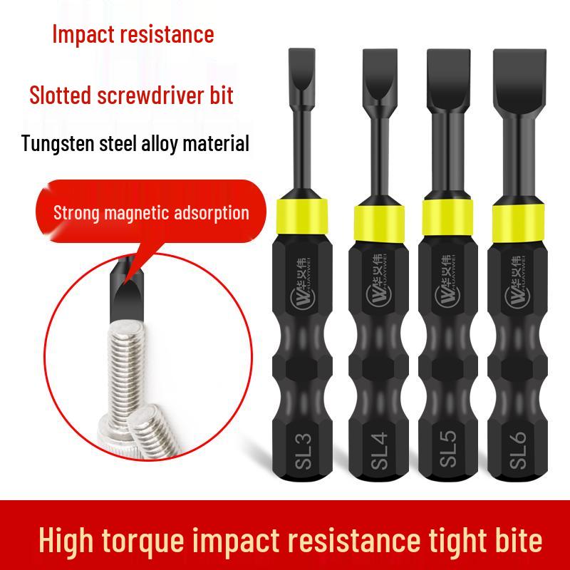 Impact-Resistant Slotted Drill & Screwdriver Bit for Electric and Pneumatic Tools