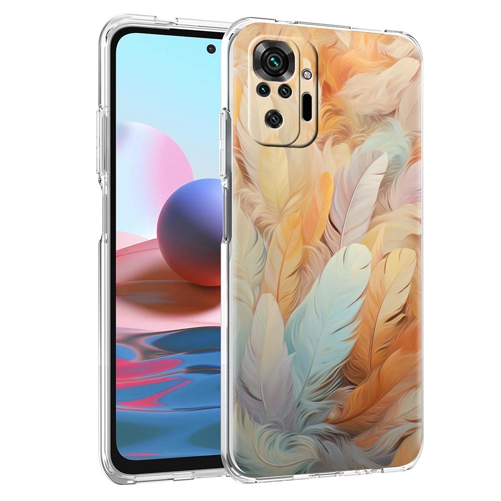 Transparent Phone Case for Redmi 13C 12C 10C Note 13 12 11 11T K40 Plus Pro 5G Soft TPU Shell Fashion Gradient Feather Pattern