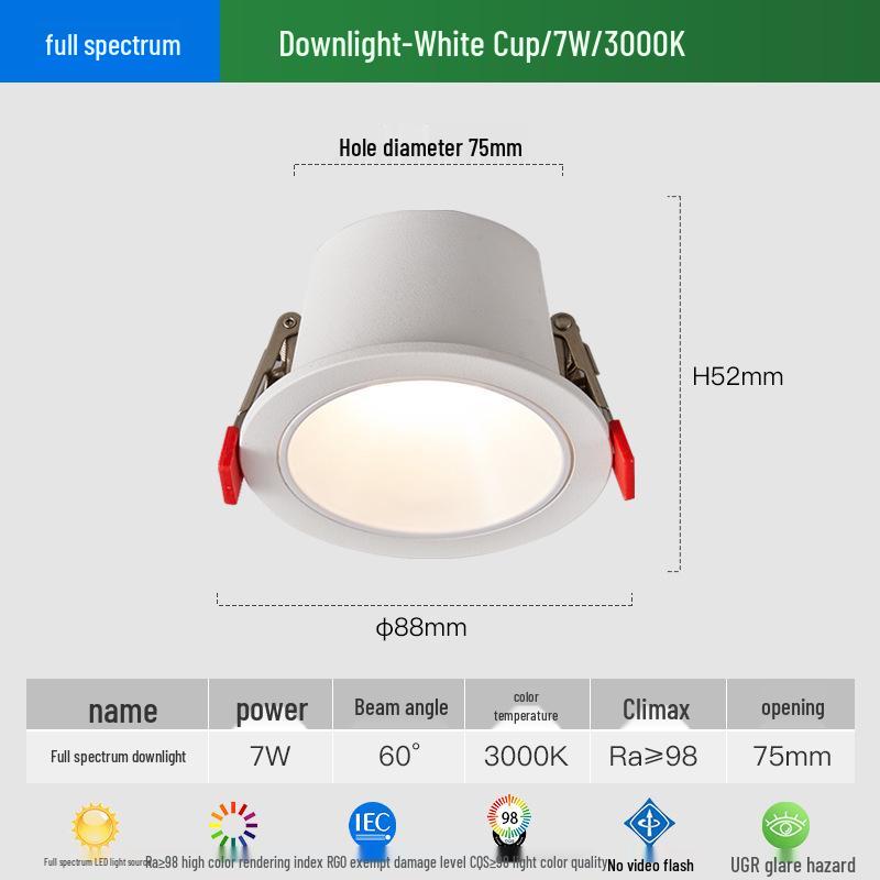 Ultra-Narrow Edge Recessed Anti-Glare Downlight for Living Rooms and Aisles