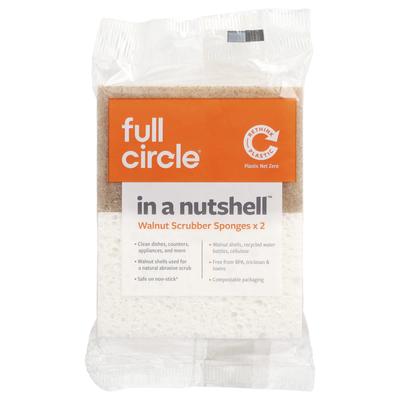 In A Nutshell™, Walnut Scrub Sponge, 2 Sponges, 11.2Cm X 7Cm (4.4in X 2.75in) Each