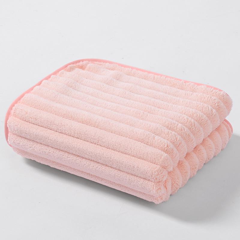 Coral Fleece Candy Stripe Velvet Bath Towel Set - Soft, Absorbent, Thickened, Large Towels for Couples with Logo