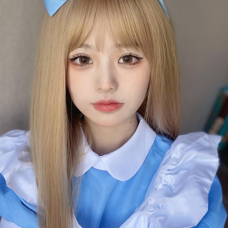 Bybrana Long Straight Hair Brown Wig With Bangs Synthetic Hair  With Wig Female