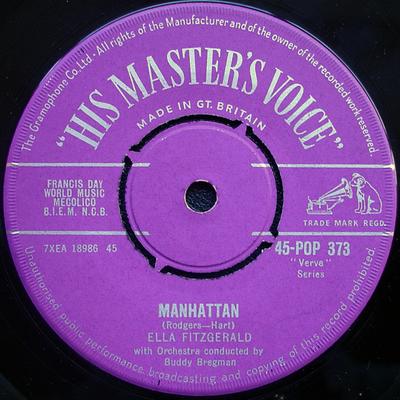 7-Zoll-Schallplatte ELLA FITZGERALD Manhattan 45POP373 His Masters Vo 1957 UK Jazz Gebraucht
