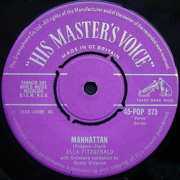 7inch Record ELLA FITZGERALD  Manhattan 45POP373 His Masters Vo 1957 UK Jazz Used