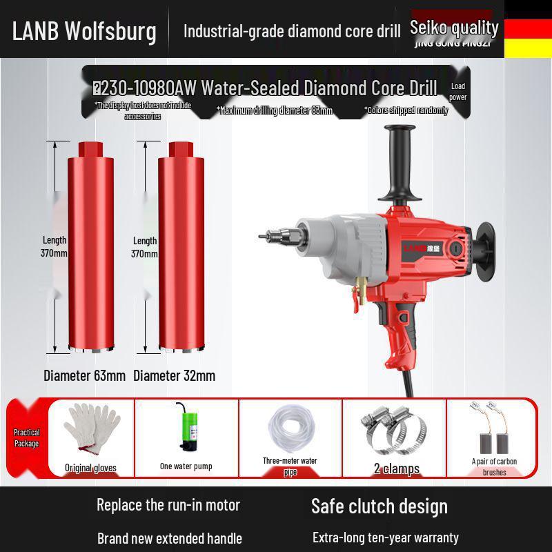 Diamantkern-Betonbohrer & Ständer – Handgehaltener Nass-/Trockenlochbohrer mit Wasserbohrermischer