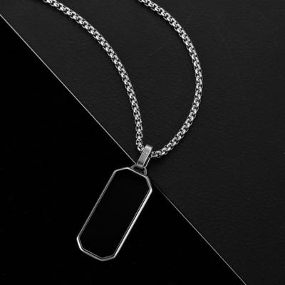 Collar para hombre estilo punk hip hop, colgante de acero de titanio negro, suéter pulido con brillo