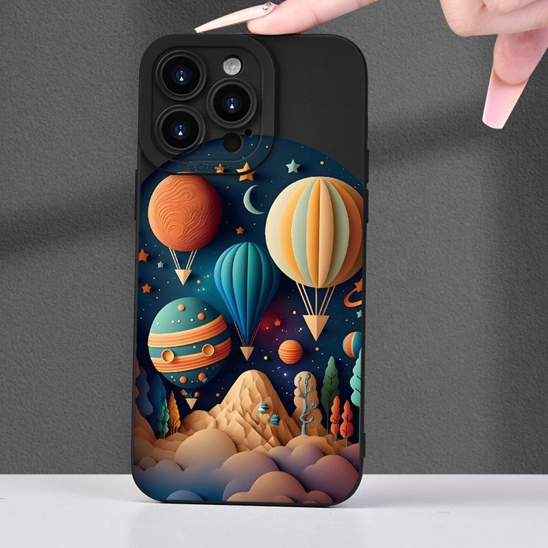 

Графический чехол для телефона Ночное небо и воздушный шар для iPhone 16 15 14 13 12 11 X XR XS SE2 SE 8 7 Plus Pro Max Mini Силиконовая задняя крышка for iphone13ProMax(6.7 )