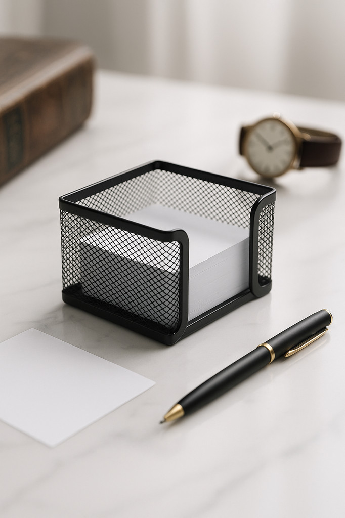 Note Pad Storage Box Fine Mesh Large Capacity Easy Access Black Heavy Duty Metal Desktop Memo Pad Sticky Note Organizer Home Supplies