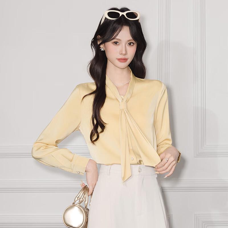 Women's Elegant Tie-Neck Long Sleeve Blouse