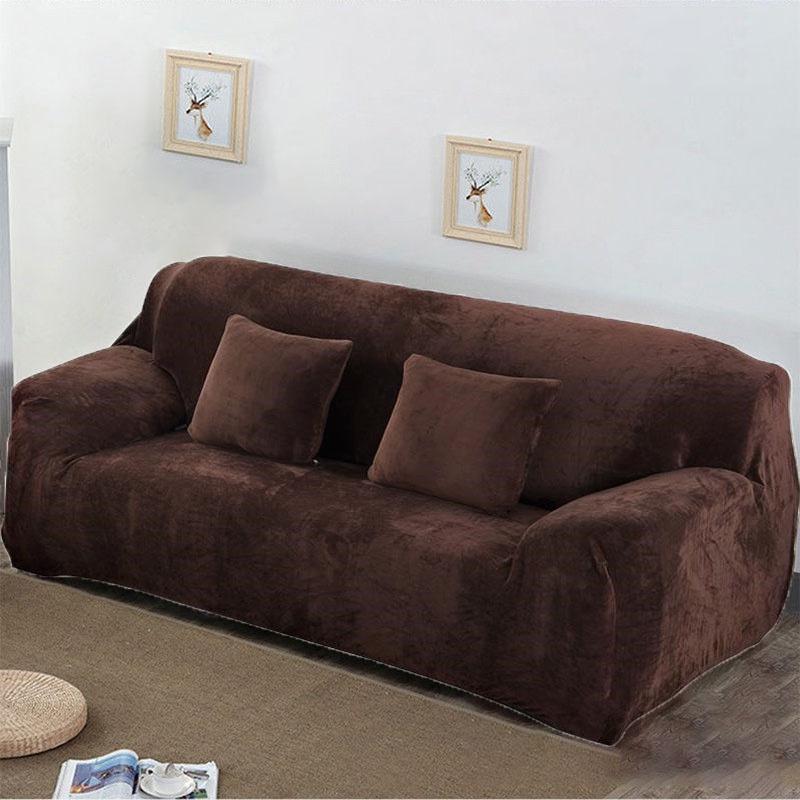 

Легко надеваемый чехол на диван, эластичный протектор, мягкий чехол, толстый плюшевый вельвет, 14 посадочных мест Coffee,1 Seater