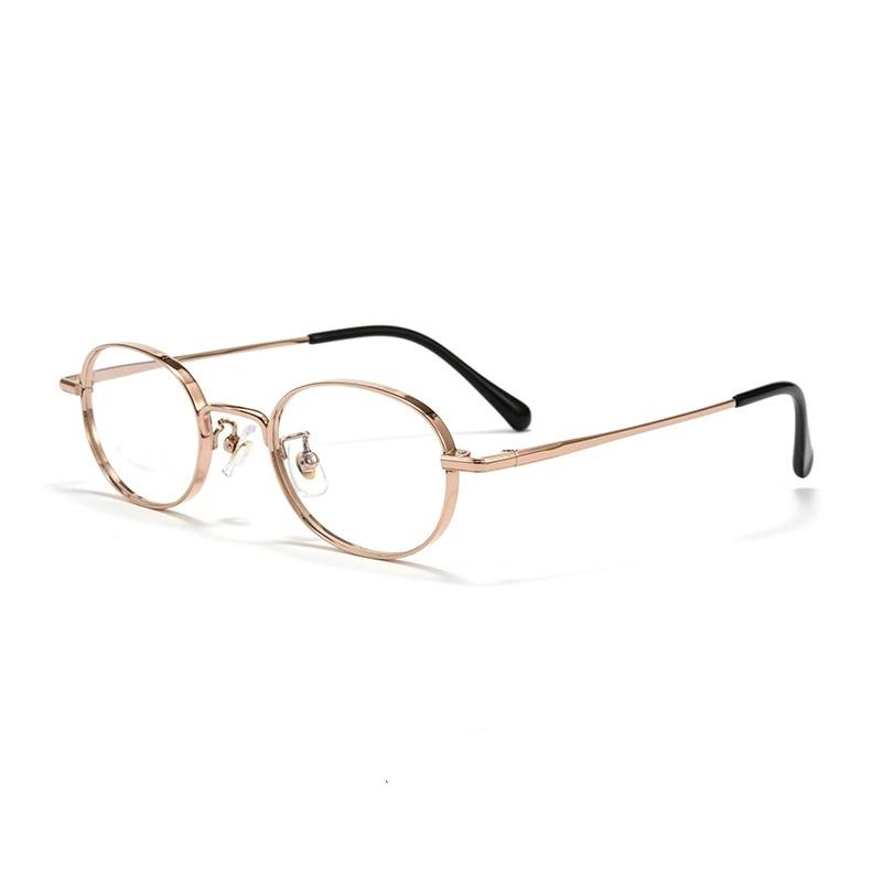 Minimalistische runde Brille - Reines Titan, Anti-Allergie & Langlebig, Kleiner Rahmen, Retro Hipster-Rahmen Für Damen/Herren