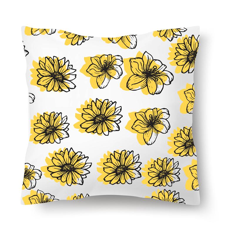 Nordischer Blumendruck Kissenbezug 45x45CM Sofa Büro Sitz Auto Kissenbezug Kreatives Ornament Schlafzimmer Zimmer Heimdekoration