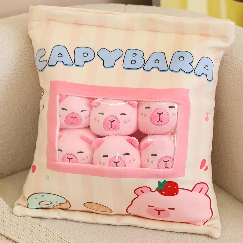Cartoon Bag of Kapibala Milk Tea Capybara Doll Snack Pillow A Pack of 6 Small Dolls Gift Dolls Girl